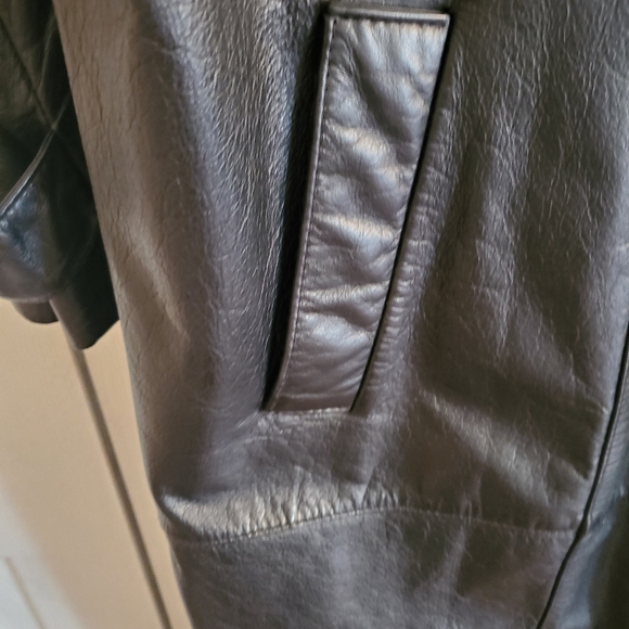 Charles Klein Leather Coat S MED - Picture 4 of 8